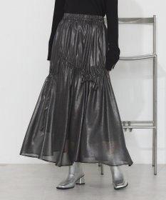 earth music&ecology シャイニーアシンメトリーギャザースカート