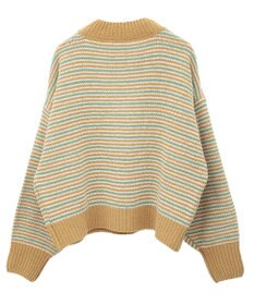 earth music&ecology マルチボーダーベロアモールプルオーバー