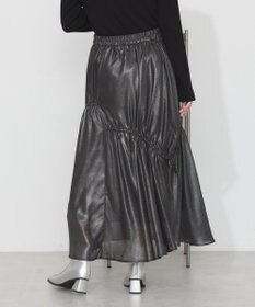 earth music&ecology シャイニーアシンメトリーギャザースカート