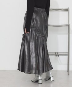 earth music&ecology シャイニーアシンメトリーギャザースカート