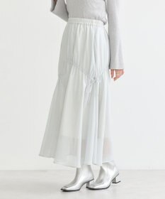 earth music&ecology シャイニーアシンメトリーギャザースカート