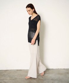 GRACE CONTINENTAL ラメメッシュニットトップ