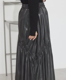 earth music&ecology シャイニーアシンメトリーギャザースカート