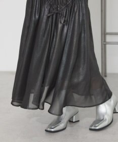 earth music&ecology シャイニーアシンメトリーギャザースカート