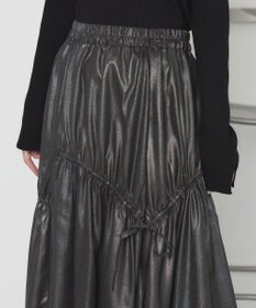 earth music&ecology シャイニーアシンメトリーギャザースカート