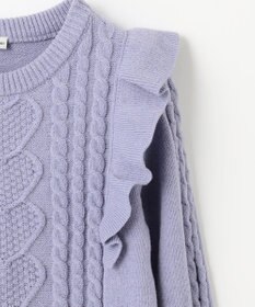 ANY KIDS 肩フリルハートケーブルニット