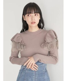 earth music&ecology ショルダーチュールレースプルオーバー