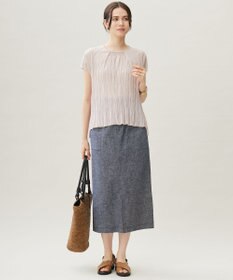 自由区 【洗える】コットンリネンシャンブレー スカート