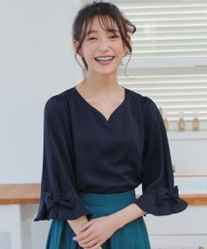 Tiaclasse 【洗える】リボンフレアスリーブブラウス