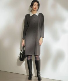 組曲 ニット襟トロンプルイユ ワンピース
