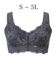 BRADELIS New York 【BRADELIS NewYork peace】細みえフロントファスナー綿混ブラ25 ノンワイヤー 補正 ブラジャー 脇高でコンパクト 小さく見せる