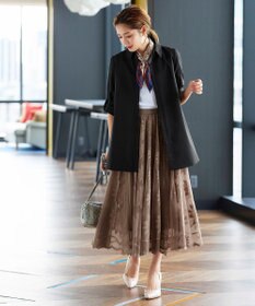 Tiaclasse 【洗える】フレアシャツチュニックブラウス