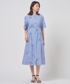 J.PRESS LADIES 【一枚で着映え】ストライプ×フラワープリント ワンピース