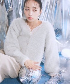 earth music&ecology ミックスカラーラメニットカーディガン