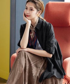 Tiaclasse 【洗える】フレアシャツチュニックブラウス