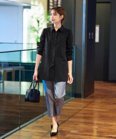 Tiaclasse 【洗える】フレアシャツチュニックブラウス