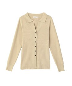 CRAFT STANDARD BOUTIQUE 襟付きコンパクトリブニットカーディガン
