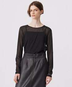 ICB L 【洗える】 マットトリコットチュール シアーカットソー