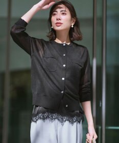 23区 【一部先行予約/WEB&一部店舗限定カラーあり】シャイニーシアー フラップポケット カーディガン ブラック系