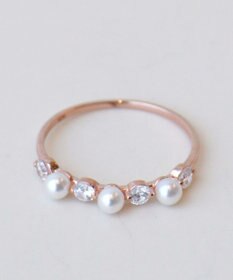Tiaclasse 3粒パール&ストーンリング