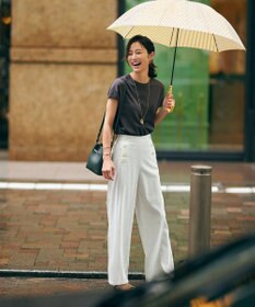 23区 【洗える】リネンヴィスコースストレッチ マリンパンツ