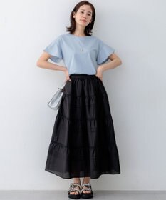 組曲 【WEB限定】プレーティング天竺フリルスリーブ Tシャツ