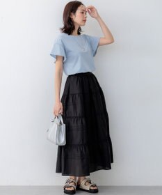 組曲 【WEB限定】プレーティング天竺フリルスリーブ Tシャツ