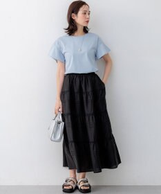 組曲 【WEB限定】プレーティング天竺フリルスリーブ Tシャツ