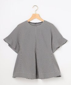 組曲 【先行予約】サッカーギンガムチェック ペプラムブラウス