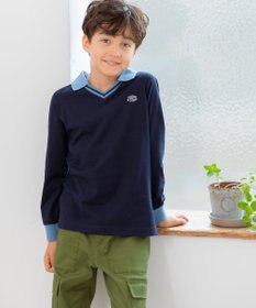 J.PRESS KIDS 【140-170cm】40/2天竺襟付き Vネック ポロシャツ