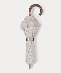 MOONBAT 【遮光/晴雨兼用日傘】POLO RALPH LAUREN(ポロ ラルフローレン) ストライプフリル 折りたたみ傘 楽折 遮熱 UV