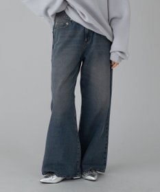 WEGO 【ユニセックス着用ITEM/ウエスト調整可】フレアデニムパンツ