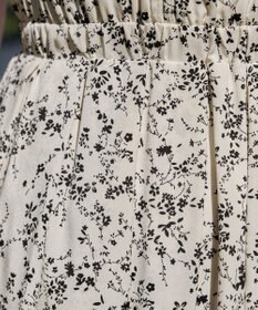 Tiaclasse 【袖が選べる・洗える】配色モノクロ花柄ワンピース