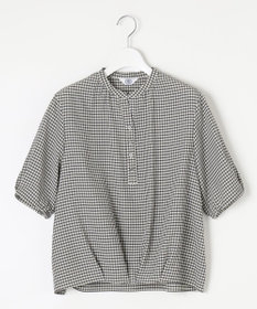 J.PRESS LADIES S 【洗える】アセVisギンガム バンドカラー ブラウス