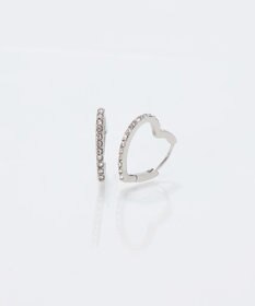 Phoebe 【金属アレルギー対応】ワンタッチライナーハートビジューフープピアス　シルバー