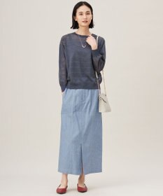 自由区 【洗える】コットンリネンシャンブレー スカート