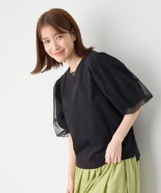 ANY チュールコンビパフスリーブプルオーバー