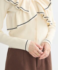 earth music&ecology Ｖネックフリルニットカーディガン