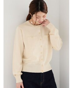 Te chichi 金釦ポケット付きクルーカーディガン