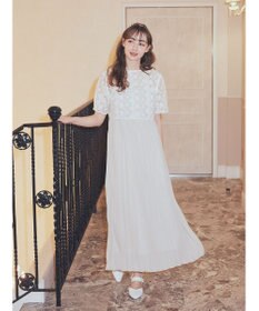 earth music&ecology ＳＥＴ２点　オーガンジー刺繍＋プリーツワンピース