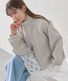 earth music&ecology 【予約】【綿100％】ダブルジップワッフルカーディガン