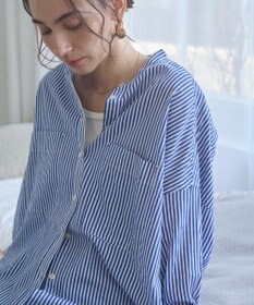 WEGO 着丈が選べる オーバーサイズ バンドカラー シャツ / ストライプ / 無地