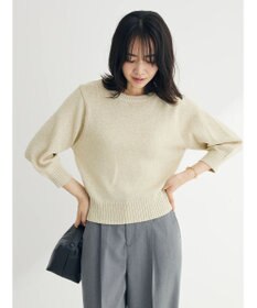 Green Parks ラメ５分袖コンパクトニットプルオーバー