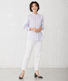 J.PRESS LADIES 【洗える】 BEZ VEGA フリル ストライプ ブラウス