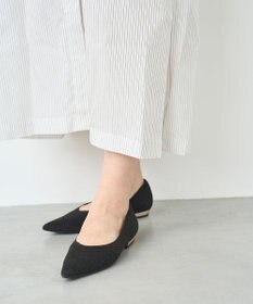 steppi 【洗える/撥水】メタルヒール フラット パンプス ブラック