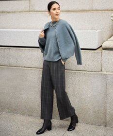 自由区 TRギャバ裏起毛チェック柄ワイド パンツ