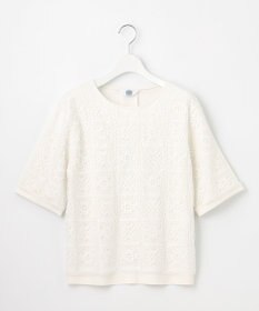 J.PRESS LADIES L 【一枚で着映え・シーンレスに活躍】レーシーコンビ クルーネック カットソー