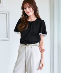 Tiaclasse 【洗える】袖レースレイヤードブラウス
