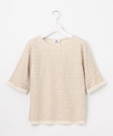 J.PRESS LADIES L 【一枚で着映え・シーンレスに活躍】レーシーコンビ クルーネック カットソー
