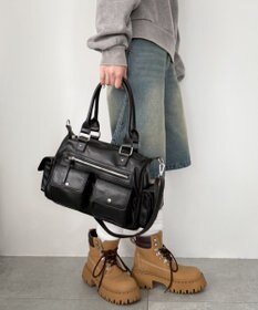 WEGO ポケットデザインボストンショルダー